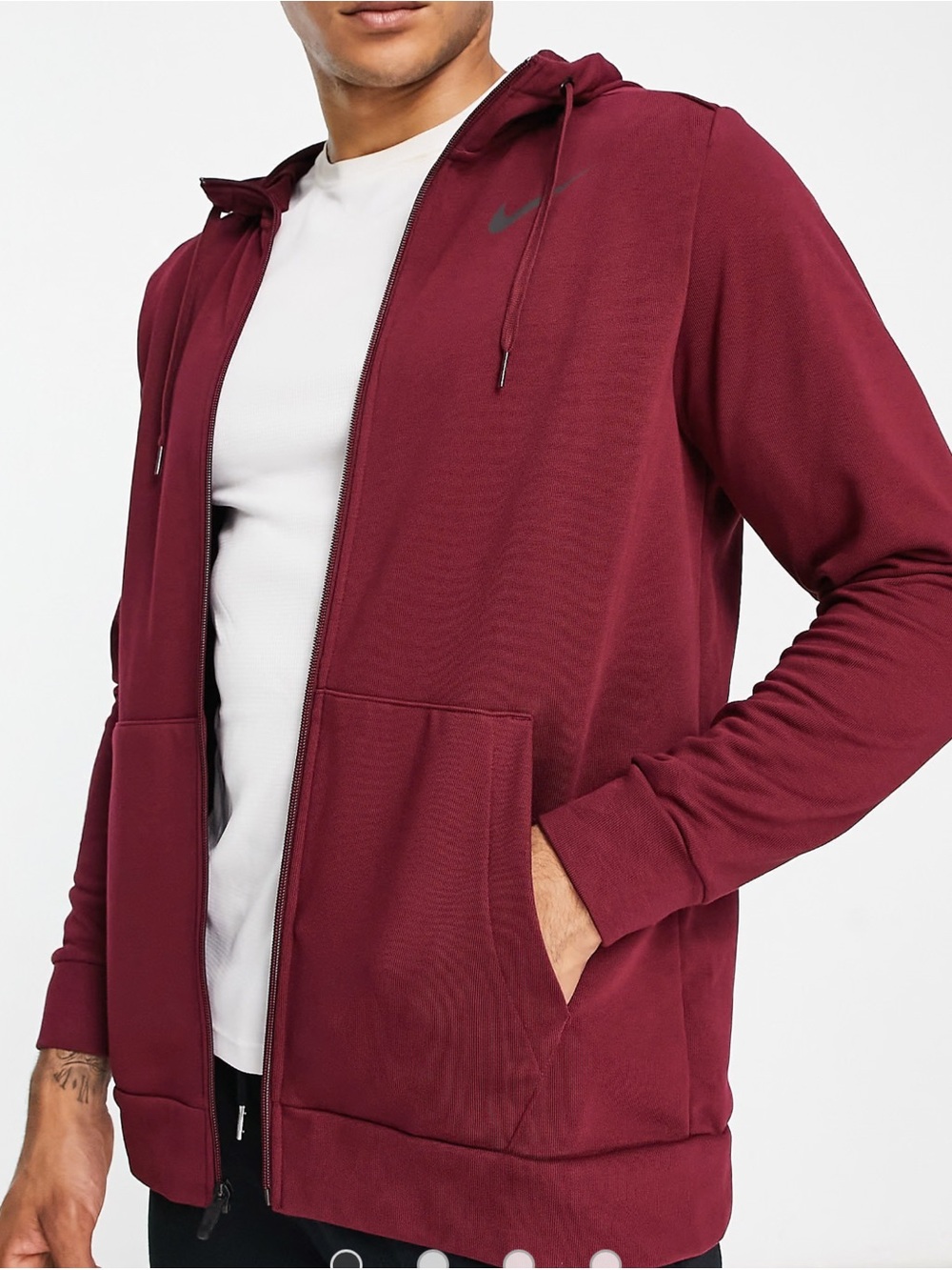 Nike Dri-Fit Fleece, Burgundy Full-Zip Hoodie with Hood